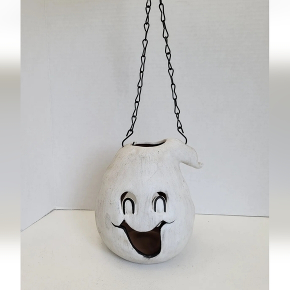 Vtg New Debco Happy Ghost Tea Light Candle Hanging Lantern Terracotta Halloween - Picture 2 of 8